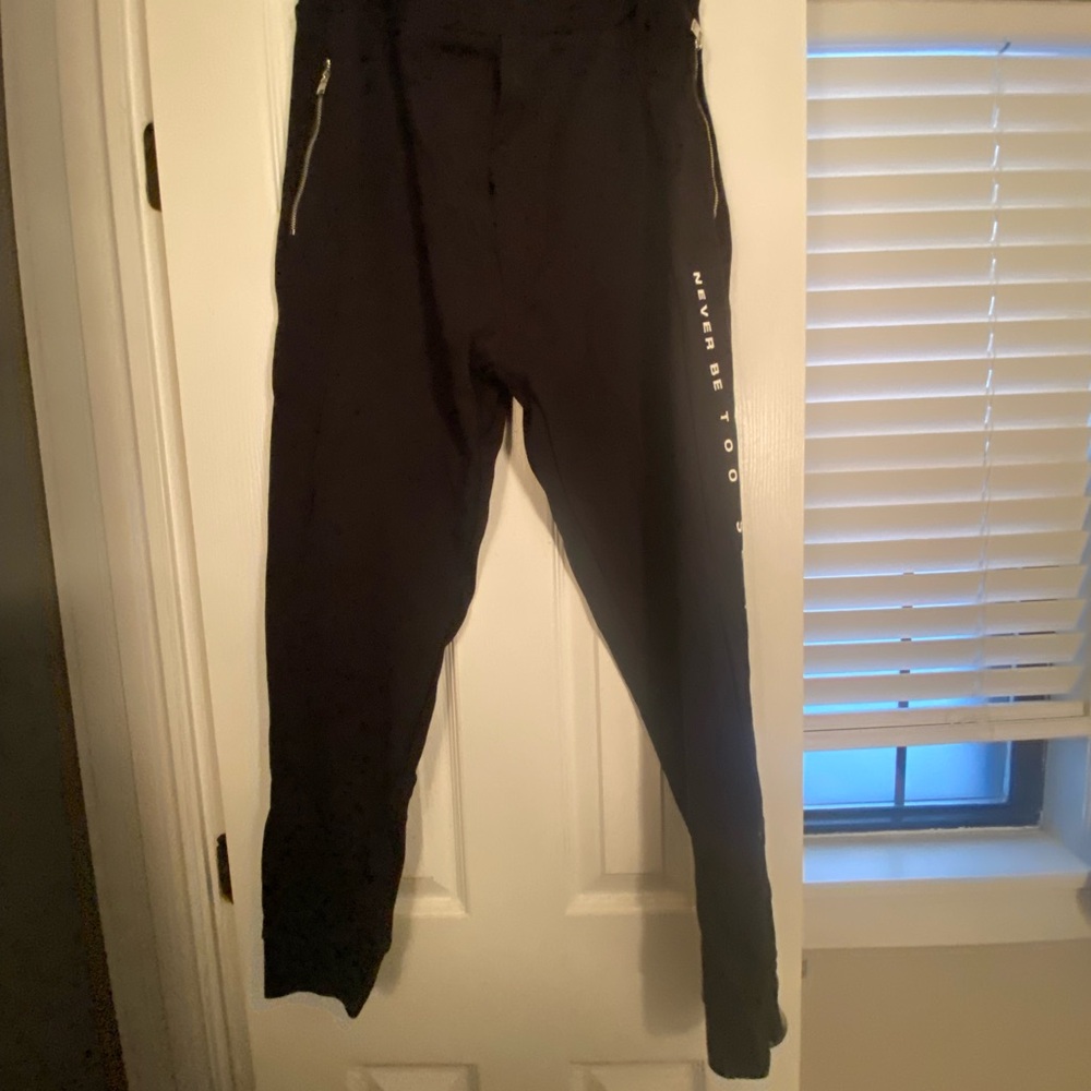 Zara Mens Black Joggers Size XL Slim Fit Graphic
